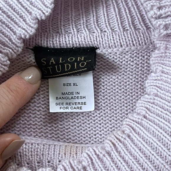 Purple Grandma Sweater Embroidered Flowers - Picture 4 of 8